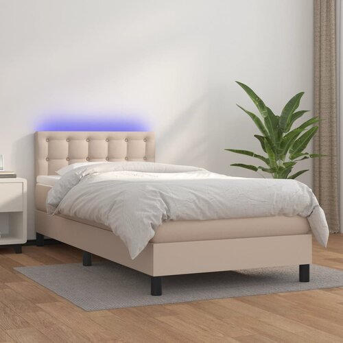 The Living Store Box spring postelja z vzmetnico LED kapučino 80x200cm um. usnje - Box Spring Postelja, (21519572) Slike