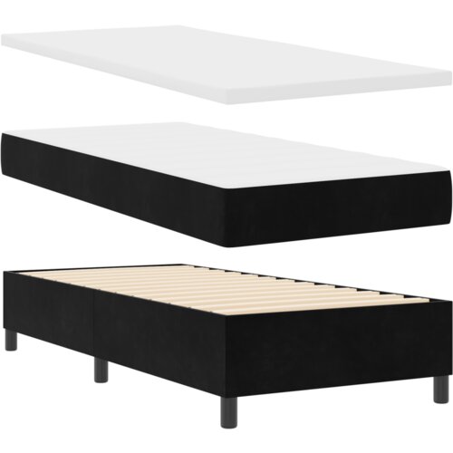 VidaXL Box spring krevet s madracem i LED svjetlom Crna 100x200 cm Bar&amp;scaron;un Slike