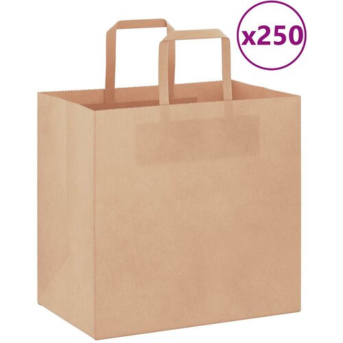 vidaXL Papirnate vrećice 250 kom s ručkama smeđe 26x17x25 cm Cijene