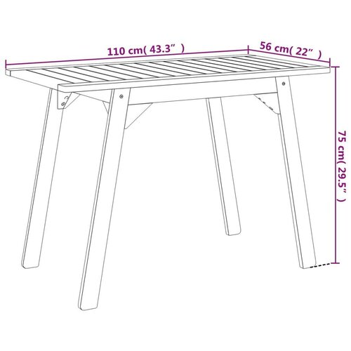 vidaXL Vrtni blagovaonski stol 110 x 56 x 75 cm masivno bagremovo drvo Cijene