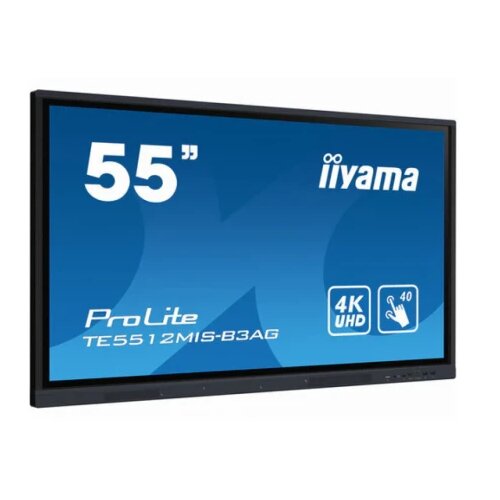 Iiyama 55" iiWare10 , Android 11, 40-Points PureTouch IR with zero bonding, 3840x2160, UHD IPS panel, Metal Housing, Fan-less, Speakers 2x 16W front, VGA, HDMI 3x HDMI-out, USB-C with 65W PD (front), Audio mini-jack and Optical Out (S/PDIF), USB Touch Inter Cene
