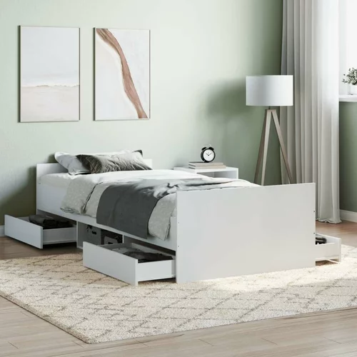  kreveta s uzglavljem i podnožjem bijeli 90 x 200 cm