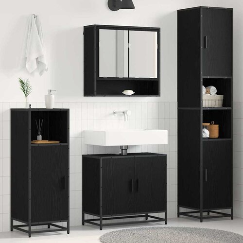 vidaXL set namje&scaron;taja za kupaonicu 4 pcs crni hrast konstruirano drvo Cijene