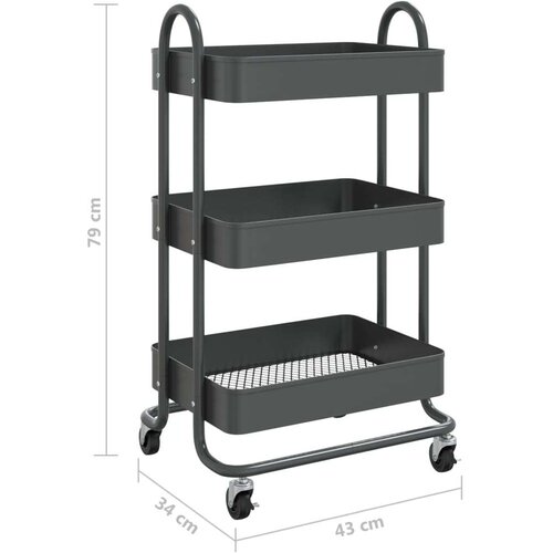 VidaXL Kolica s 3 razine antracit 43 x 34 x 79 cm čelična Slike