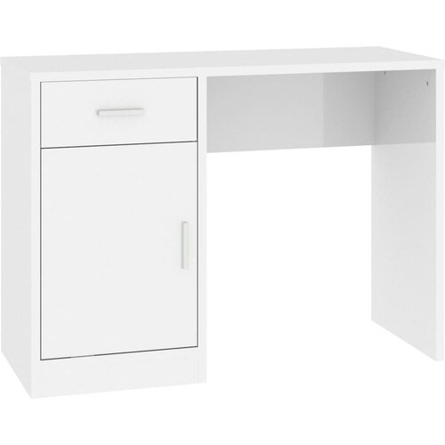 Maison Chic Pisalna miza - pisarniška miza - Računalniška miza s predalom in omarico sijaj bela 100x40x73 cm les, (21785585) Cene