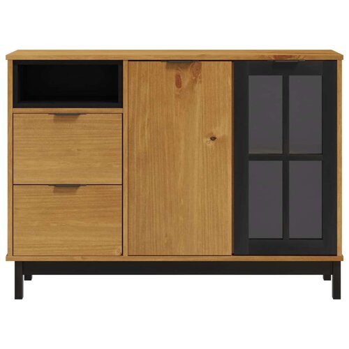 VidaXL Komoda sa staklenim vratima FLAM 110x40x80 cm masivna borovina Slike