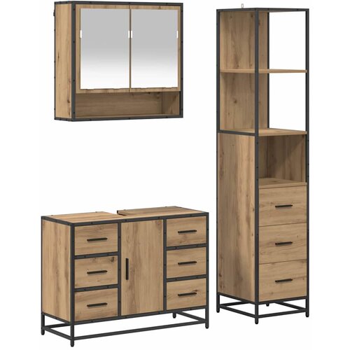  Set namje&amp;scaron;taja za kupaonicu 3 kom. Umjetnički hrast Smeđa 35 x 37,5 x 166 cm Slike