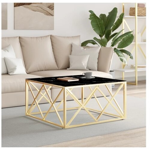 VidaXL Klubska mizica zlata 80x80x40 cm nerjavece jeklo in s Slike