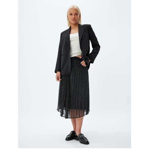 Koton High Waist Lined Midi Length Polka Dot Pleated Chiffon Skirt Slike
