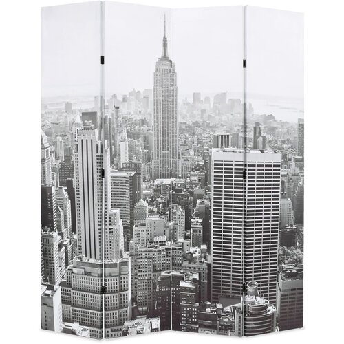 Furnova Zložljiv paravan 160x170 cm New York podnevi črn in bel, (21929886) Cene