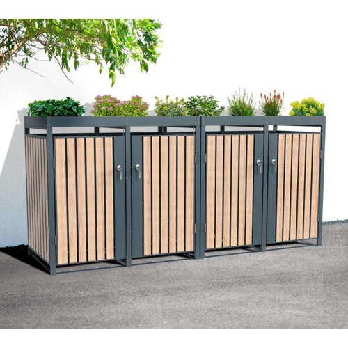  Westman - Spremi&scaron;te za 4 kante za smeće s krovom za biljke Planta | 4x240L | 84x264x124 cm - BRANDED IN GERMANY Cijene