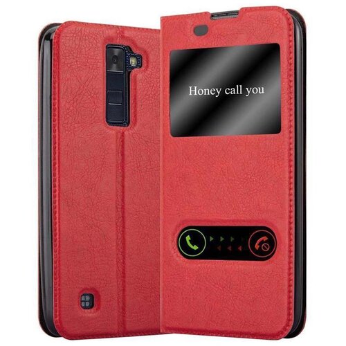 Cadorabo Ohi&scaron;je, združljivo z LG K8 2016 v žafranovo rdeča - Za&scaron;čitni ovitek z magnetnim zapiranjem, stoječo funkcijo in 2 okencema za gledanje, (20558887) Cene