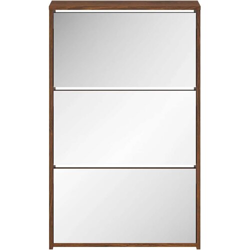  za cipele s ogledalom 3razine Smeđi hrast 63x17x102,5cm Slike