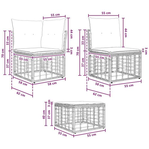  Set vanjskih sofa Prirodna Poliester - Prirodna bez stola Slike