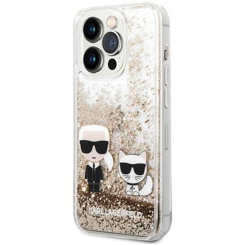 Karl Lagerfeld torbica hc liquid glitter karl&choupette za iphone 14 pro 6.1 zlatna (KLHCP14LGKCD) Cene