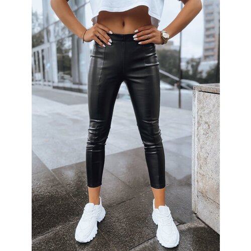 DStreet COSMIC GLAMOUR women's leather leggings black Cene