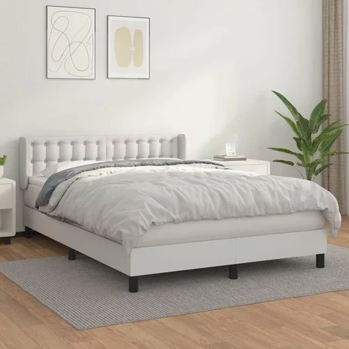 Box spring postelja z vzmetnico bel 140x190 cm umetno usnje, (20846882)