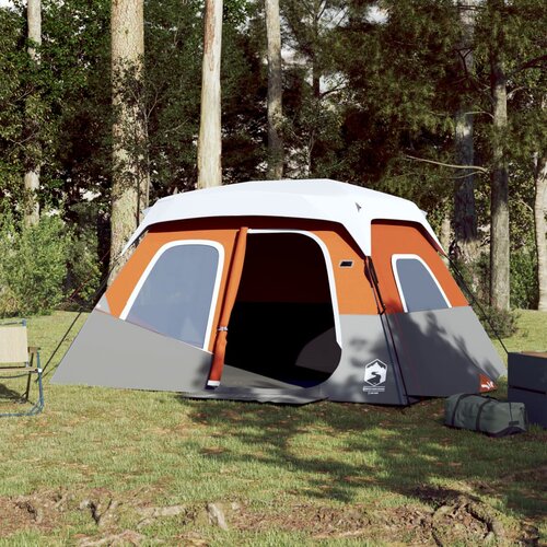 VidaXL &amp;Scaron;otor za kampiranje z LED lučkami siv in oranžen 344x282x212 cm Slike