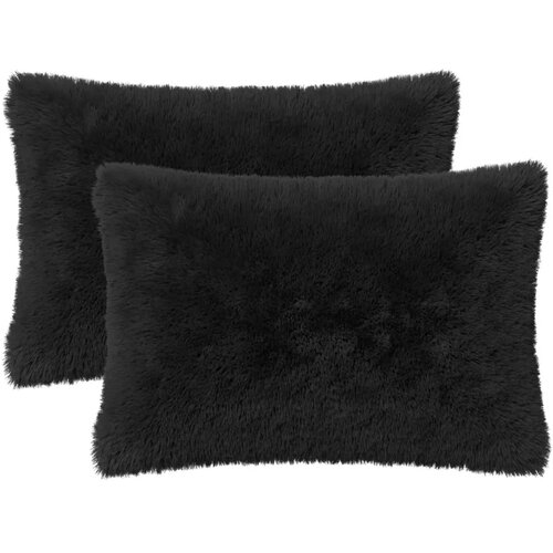  Presvlaka za jastuk 2 pcs HEERLEN Crna 40 x 60 cm PV flis - Crna 40 x 60 cm 2 Slike