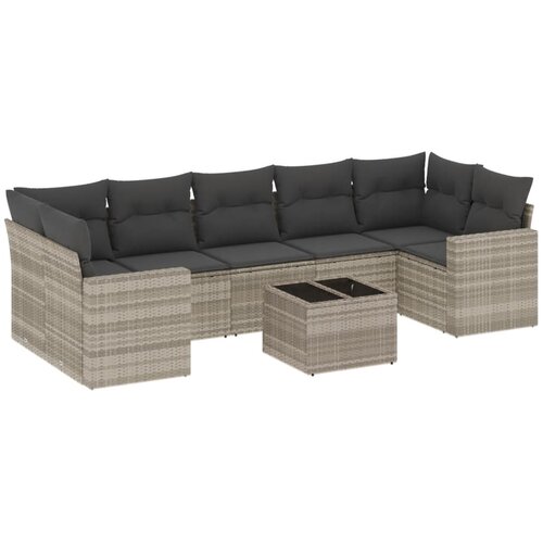  8-dijelni set vrtnih sofa od poliratana s jastucima svjetlosivi Slike