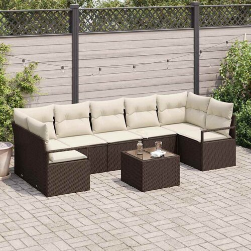  Set sofe 8 pcs Smeđa i krem poliratan Cene