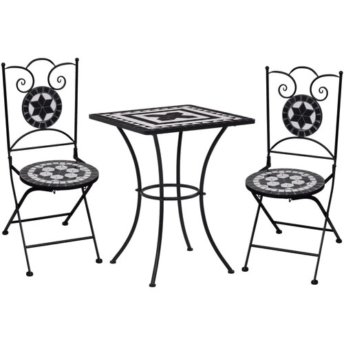 In 3-dijelni bistro set s keramičkim pločicama crno-bijeli Cijene