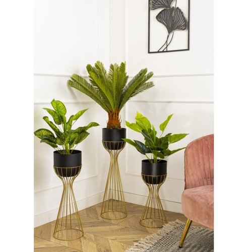  saksija LOFT 68x20 cm zlatna/crna Slike