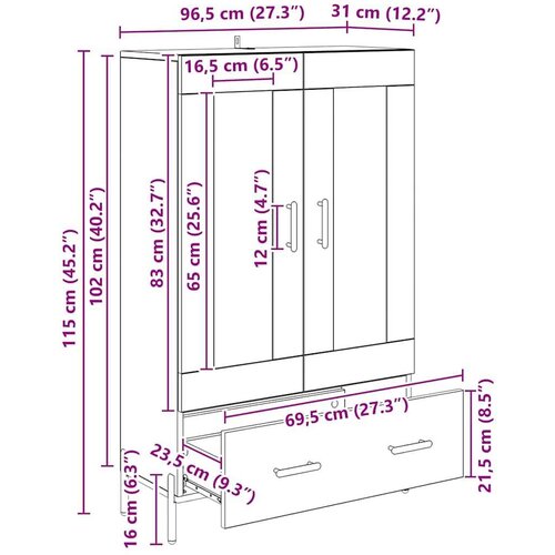  Kuhinjski ormarić s ladicama Corona Umjetnički hrast 69 5 x 31 x 115 cm Slike