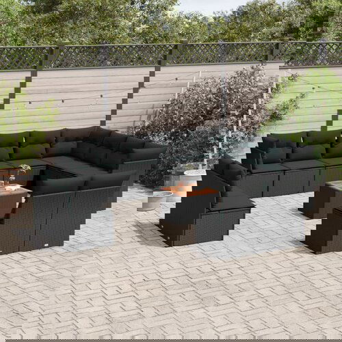 VidaXL 13-dijelni set vrtnih sofa s jastucima poliratan crni Slike