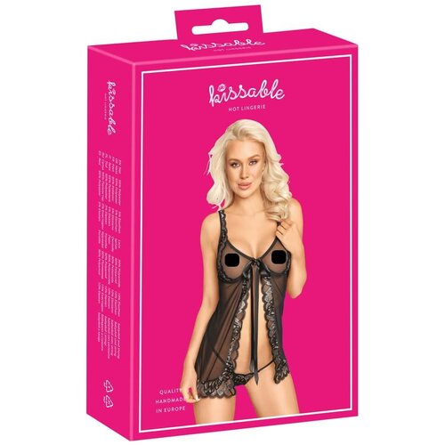 Kissable - odprta majica s trakom (črna) Slike