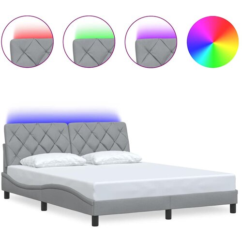 Maison Chic Posteljni okvir - Dvoposteljna postelja - Zakonska postelja z LED brez vzmetnice svetlo siv 160x200cm blago, (21697120) Cene