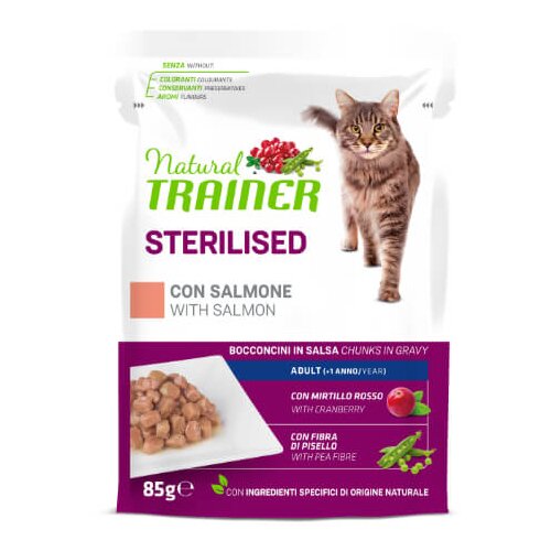 Natural trainer Cat Sterilised ko&scaron;čki v omaki, vrečka - losos - 85 g 12 x 85 g Cene