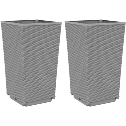  Vrtne sadilice 2 kom svjetlosive 32,5 x 32,5 x 57 cm PP Slike