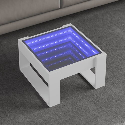 vidaXL Klubska mizica z neskončnimi LED bela 50x53x30 cm Cene