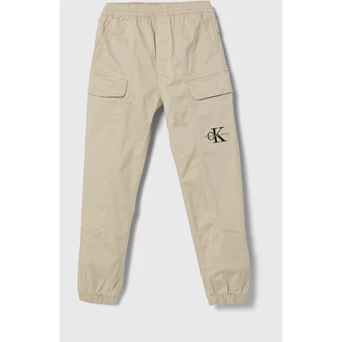 Calvin Klein Jeans Otroške hlače bež barva