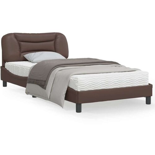  Posteljni okvir z vzglavjem rjav 100x200 cm umetno usnje, (21088969) Slike