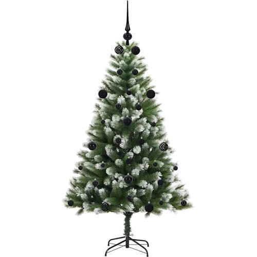 VidaXL Umjetna jelka s pantenom i pahuljicama Zelena i bijela 150 cm Slike