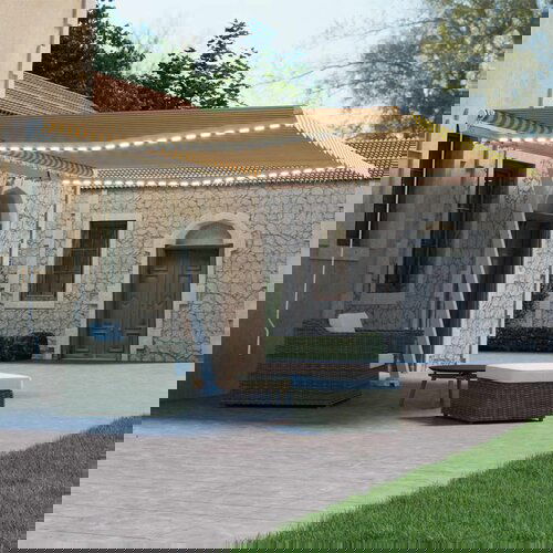 Tenda ročno zložljiva z led lučkami 450x300 cm rumena in bela Slike