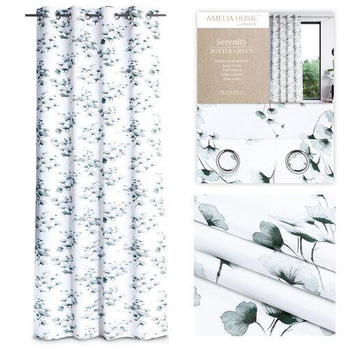  Curtain SERENITY color white printed theme vegetable style classic silver silver metal eyelets blackout 140x250 AmeliaHome Cijene