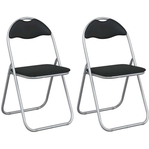  Sklopiva stolica 2 pcs Crna i Siva 48 x 43 5 x 81 cm Lažna koža - Crna i siva 2 Slike