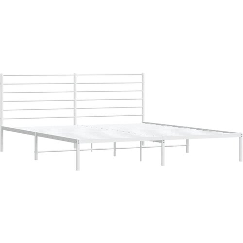  Metalni okvir za krevet s uzglavljem bijeli 183x213 cm Slike