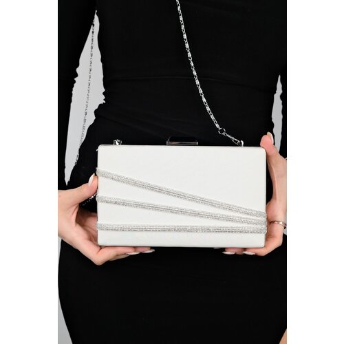 LuviShoes DEBON Mother of Pearl Satin Stripe Stone Women's Evening Dress Bag Slike