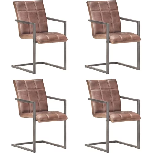  Konzolne blagovaonske stolice od prave kože 4 kom grube smeđe