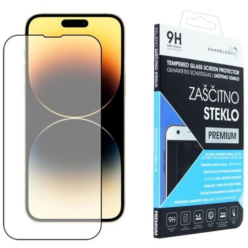 Chameleon Za&amp;scaron;čitno steklo Premium do roba (0,33) za Apple iPhone 14 Pro Max, črno Slike