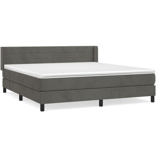 VidaXL Box spring postelja z vzmetnico temno siva 180x200 cm žamet, (20899203) Slike