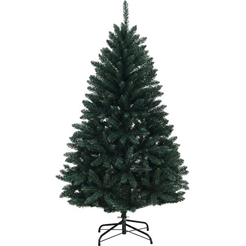  Umjetno božićno drvce tamnozeleno s kuglicama 150 cm - Tamnozelena &amp;Oslash; 80 x 150 cm s 150 LED dioda i crvenim lopticama Slike