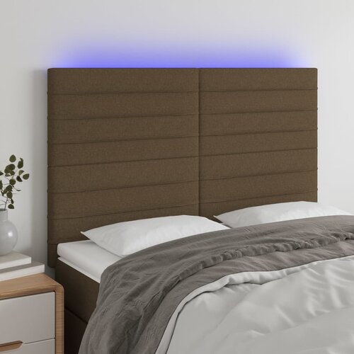  LED uzglavlje tamnosmeđe 144x5x118/128 cm od tkanine Cijene