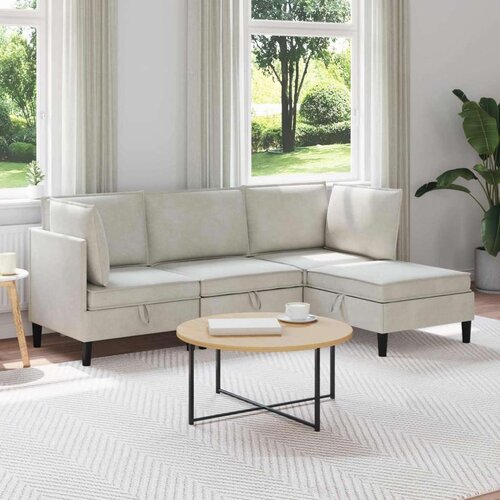  Komplet pohi&scaron;tva za dnevno sobo z blazino 4 pcs Krem Žamet, (5000272718) Cene