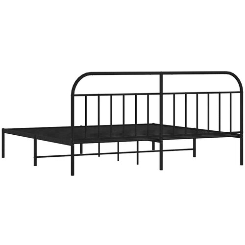  Metalni okvir za krevet s uzglavljem crni 193x203 cm Slike
