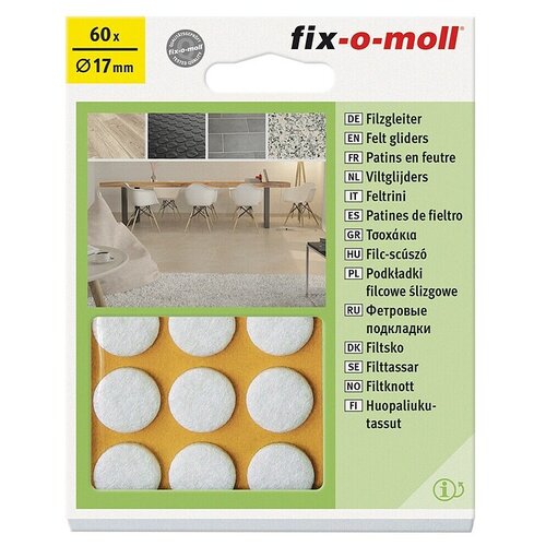 Fix-o-moll podložna pločica od filca (promjer: 17 mm, lijepljenje, 60 kom., bijele boje) Slike